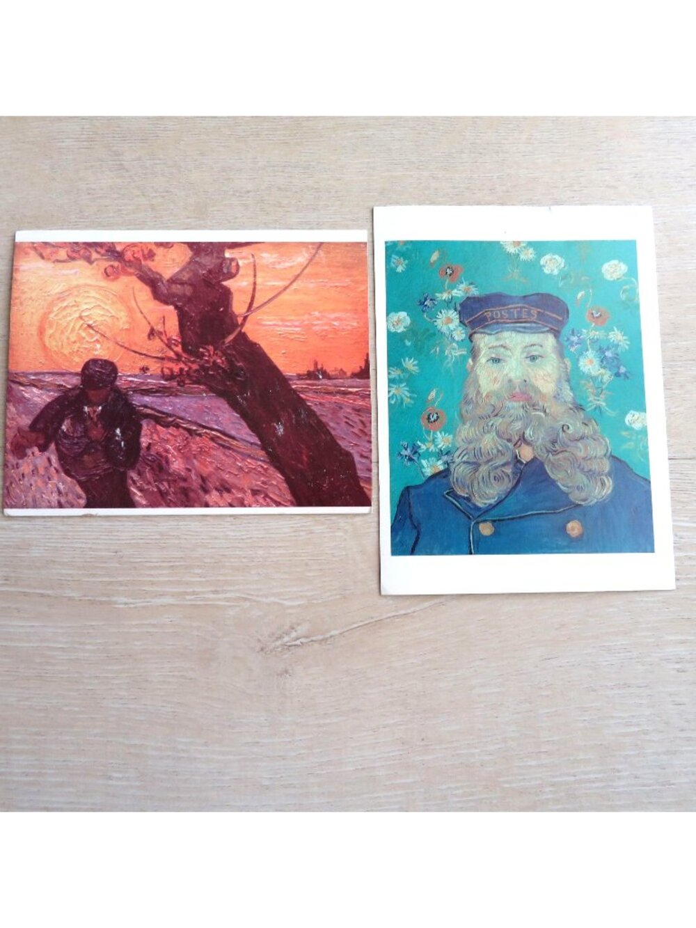 2 Vintage Van Gogh Postcards - The Postman Roulin & The Sower - 1988 Running Pre